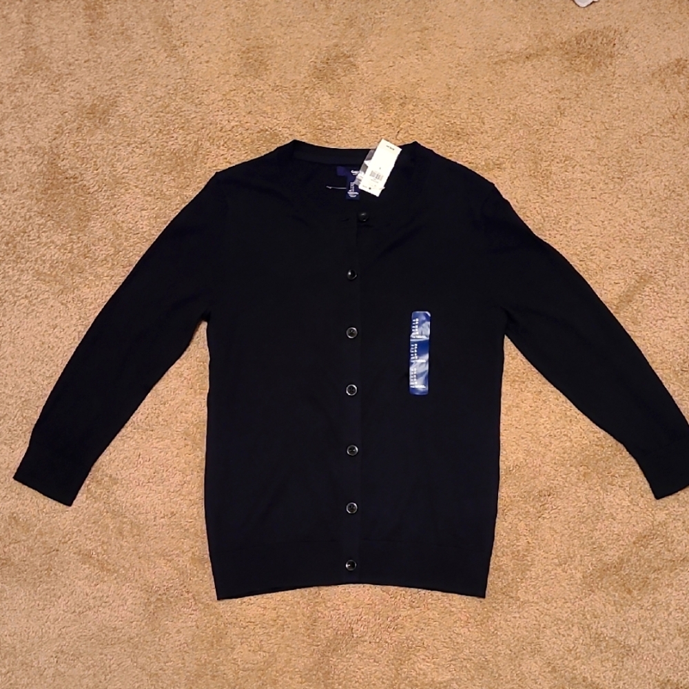 GAP Black Cardigan Sweater Classic Knit, Size Small. NEW WITH TAGS